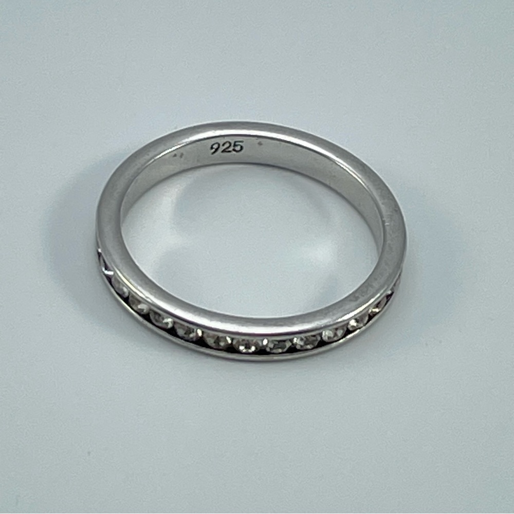 Sterling Silver 925 Channel Set Cubic Zirconia Eternity Band Ring – Size 8 - Picture 5 of 6
